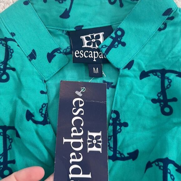 NWT Escapada 3/4 Sleev Deco Tunic ~aqua marine and navy anchor ⚓️ - Picture 5 of 6